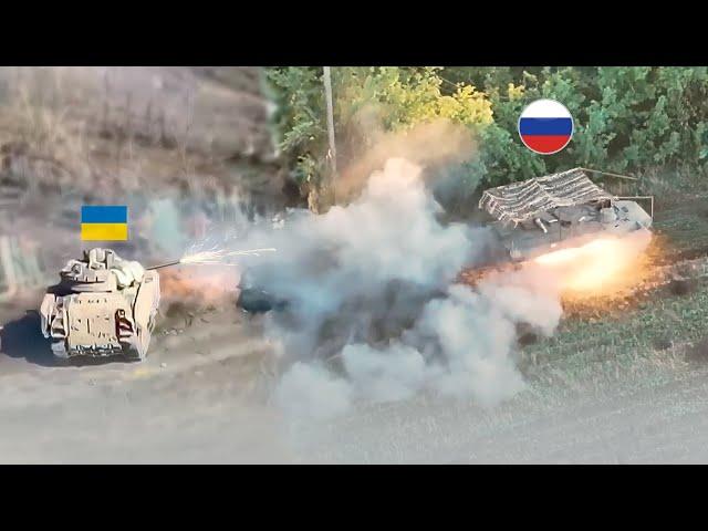  Ukraine War - Ukrainian Bradley Knocks Out Russian T-80 Tank With TOW Missile & Shredds MT-LB