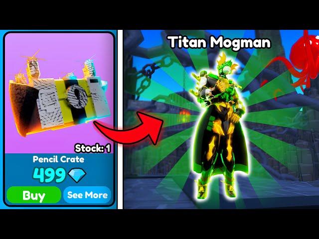 I GOT NEW ULTIMATE TITAN MOGMAN!  I SPENDED 1M GEMS FOR PENCIL CRATES - Toilet Tower Defense