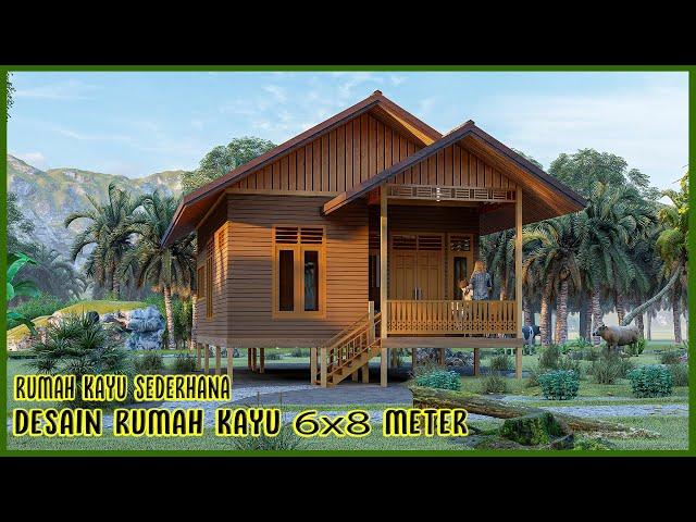 RUMAH KAYU SEDERHANA 2 KAMAR TIDUR UKURAN 6x8 | UNTUK DIKAMPUNG SANGAT NYAMAN