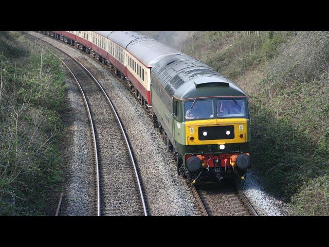 LSL Class 47 and 57 are seen passing Mudhill Overbridge