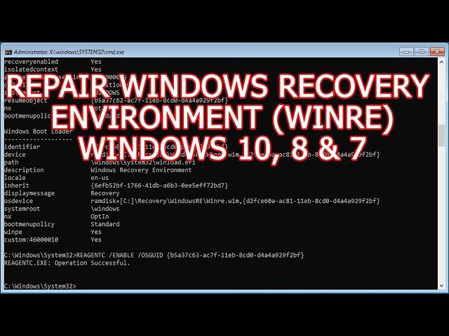 How to Repair or Restore the Windows Recovery Environment WINRE | Fix ReAgentC errors in Windows 10