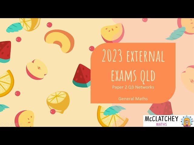 2023 External Exams QLD: General Maths Paper 2: Minimum Spanning Trees Q3