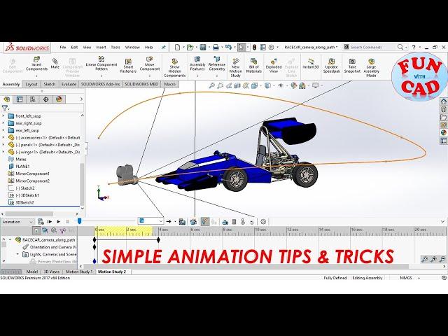 CAMERA along PATH and EXPLODED VIEW - SolidWORKS Animation Tutorial | Basic Motion Study tutorial