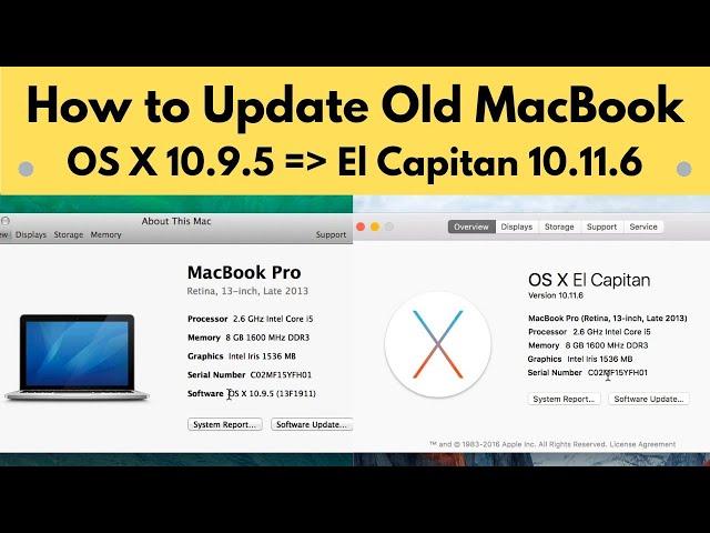 How to Update Old MacBook Pro 2013 OS X 10.9.5 to 10.11.6