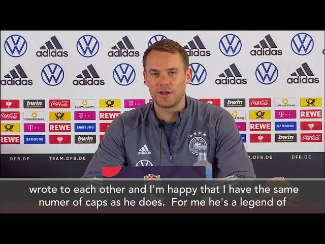 Manuel Neuer on overtaking Sepp Maier's record of 95 caps for a German goalkeeper.