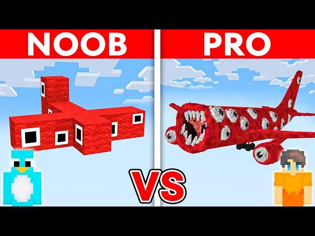 NOOB vs PRO: TRAIN EATER AIRPLANE House Build Challenge in Minecraft (Scary)