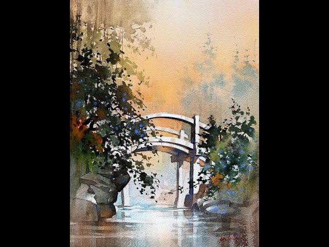 Painting Demonstration : Summer Bridge - Ohio : Part Two #art #watercolor #painting  #tutorial