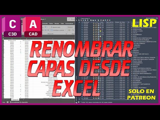 Lisp Renombra Capas Autocad desde Excel