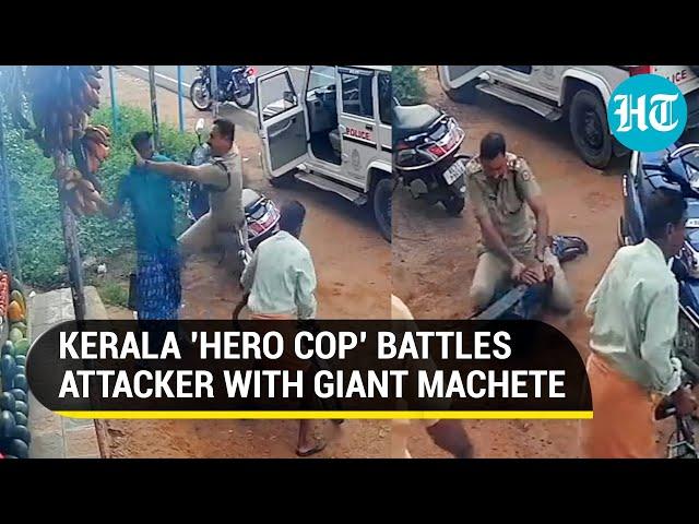 Kerala cop fights man holding a giant machete; Video goes viral, netizens applaud 'hero'