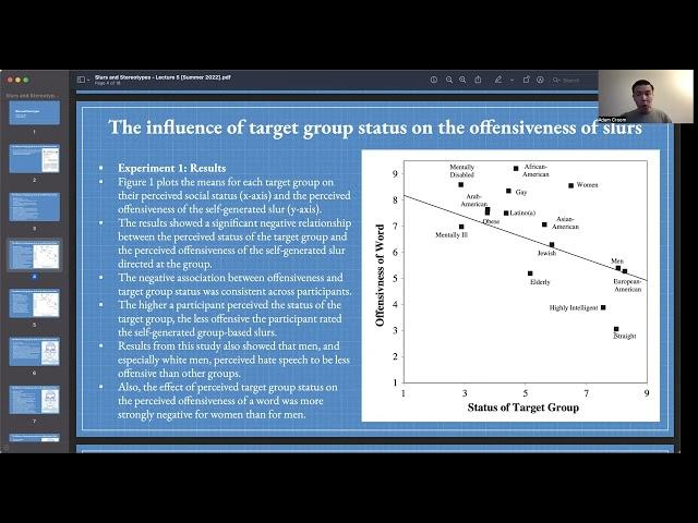 Lecture 5: The Influence of Target Status on the Offensiveness of Slurs | COGSCI 190 | UC Berkeley