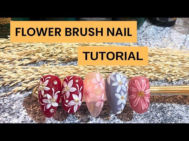 Flower brush Nail art || tutorial flower brush || Flower brush nails