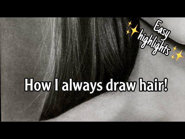 How to draw realistic hair I mix graphite and charcoal I step by step I Zendaya