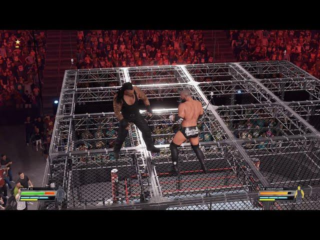 WWE 2K22 (PS5) - Triple HHH vs The Undertaker Gameplay | Hell in a Cell (4K 60fps)