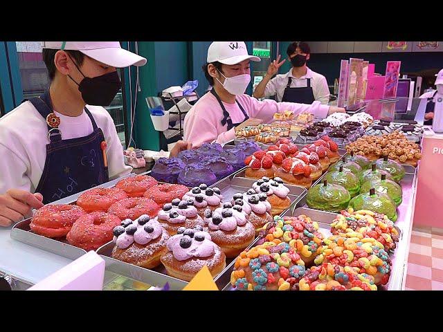 Incredible 40 Kinds of High Quality Colorful Donuts / 역대급 수제도넛 - Korean dessert shop