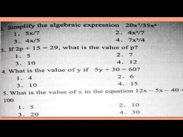ALGEBRA: Simplify the algebraic expression; what is the value of p, x, y