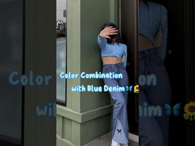 Color combinations with blue denim | denim styling #shorts #aesthetic