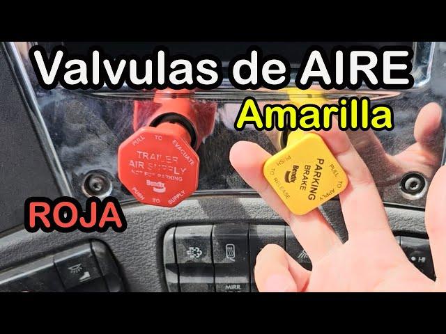 como funcionan las valvulas de aire amarilla y roja de un camion, la linea de emergencia y servicio