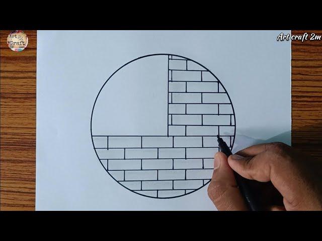 Simple Circle Scenery Drawing - Landscape Drawing Tutorial ️ @Artcraft2m