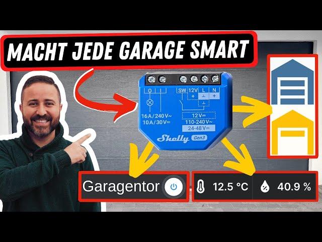 Garage door with Shelly 1 Gen3 + status display, temperature & humidity Shelly App, Home Assistant