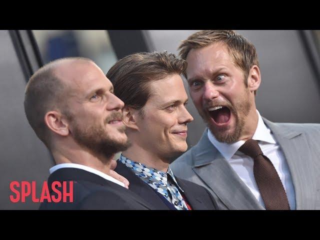 Watch Alexander Skarsgard Try to Make Brother Bill Jump at ‘It’ Premiere | Splash News TV