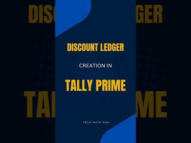 Discount Ledger Creation In Tally Prime