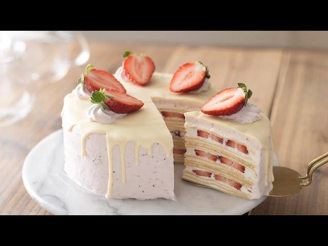 Strawberry Mille Crepe Cake｜HidaMari Cooking