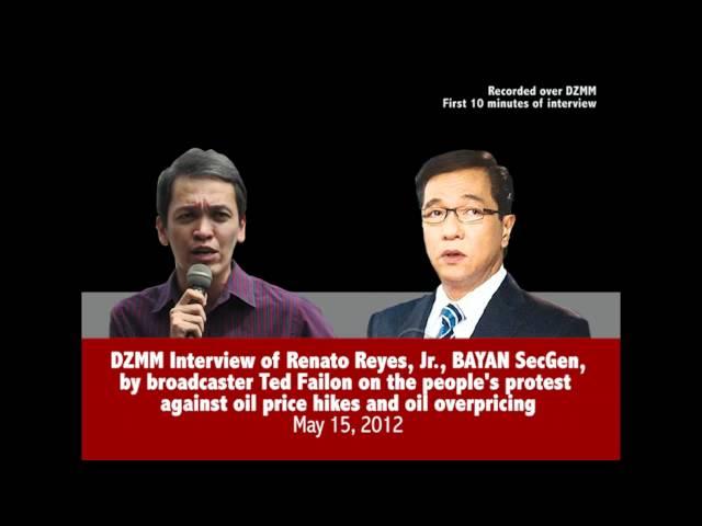 DZMM Interview of Renato Reyes Jr by Ted Failon on Protest vs Oil Price Hike