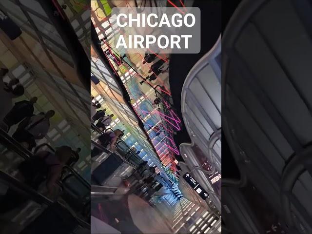 芝加哥机场的这个彩虹走廊真是太美了！ #travel #chicago ＃airport