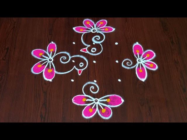 Birds rangoli || rangoli designs || daily kolam ||