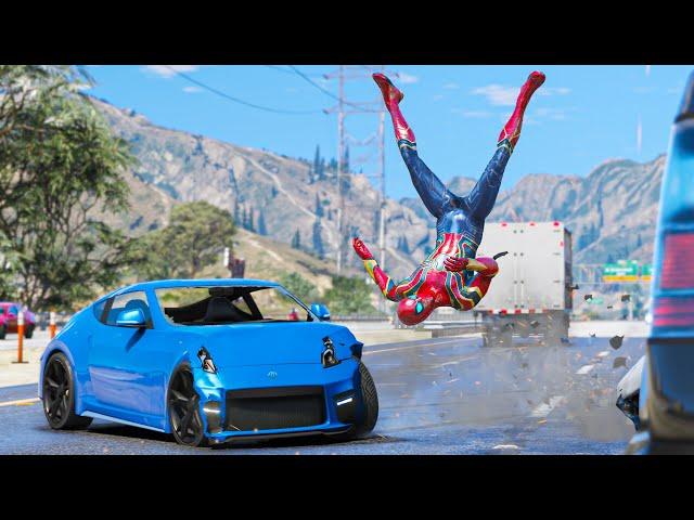 GTA 5 SPIDERMAN Epic Car Crash Compilation (Euphoria Physics Showcase) 39