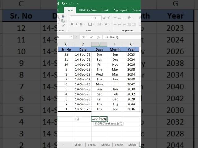 indirect formula #shorts #viralshorts #exceltips