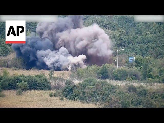 North Korea blows up parts of inter-Korean roads