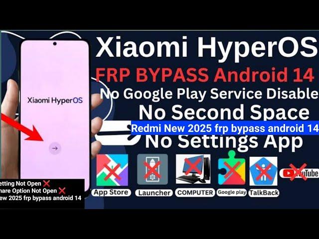 Xiaomi/Redmi/Poco Android 14 HyperOs FRP Bypass New Security | Gmail Lock Remove Xiaomi All Model