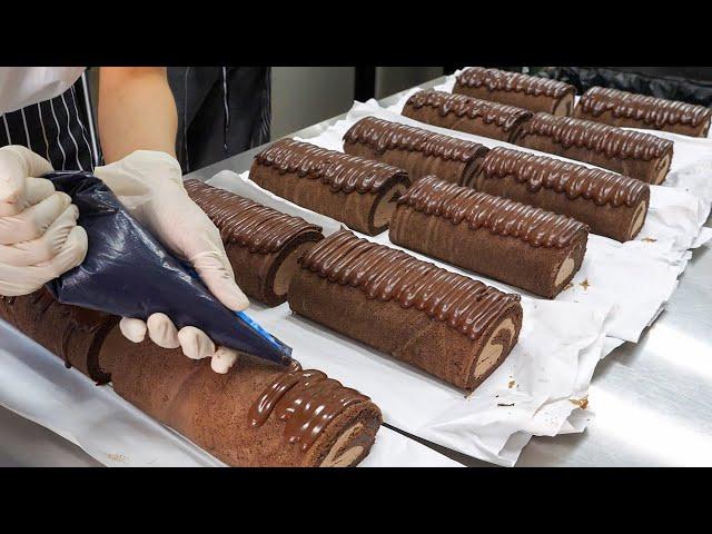 Full of chocolate! Making chocolate roll cake - Taiwanese street food