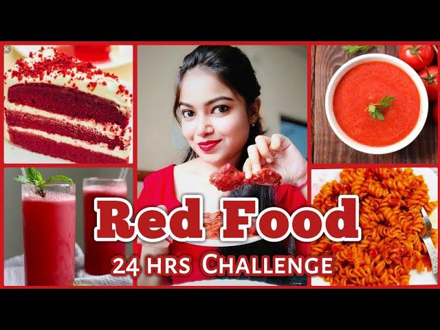 I ATE ONLY RED FOOD FOR 24 HOURS CHALLENGE !! ️️ ||Stay with Ishani ||