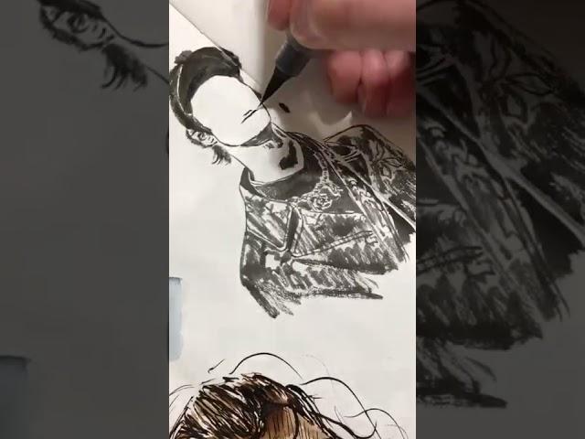 Скетчинг Pentel Color Brush. Портрет без построения