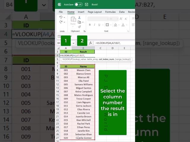 How to Use VLOOKUP in 30 Seconds MS Excel | Excel Tips Tricks Formulas #shorts #trending #excel