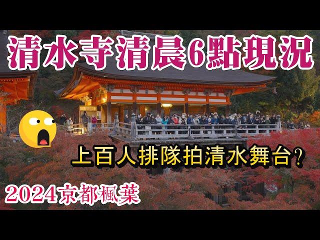 2024 京都楓葉季 I 12/01拍攝 清水寺清晨6點人潮大爆炸!? 已經有上百人在排隊拍清水舞台 I 清晨7點的清水道、二年坂、三年坂、最熱門的八坂塔會有多少人呢?