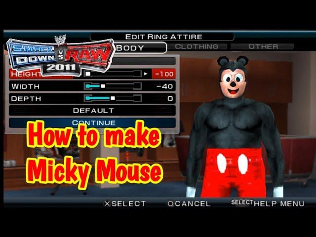 WWE SVR2k11 - Mickey Mouse Caw Creation Tutorial | PPSSPP | PSP