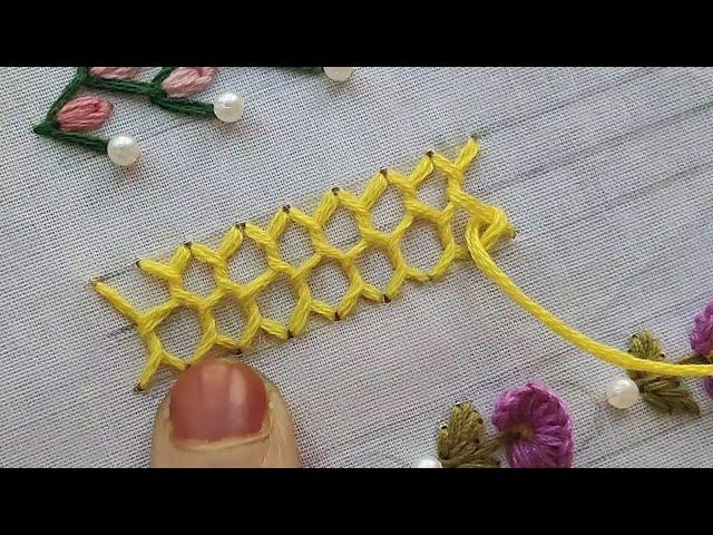 Most viral & unique borderline handembroidery tutorial | beautiful border design embroidery