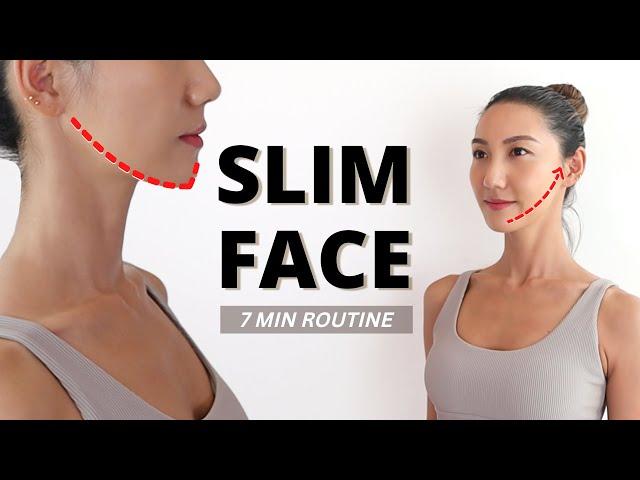 Get rid of DOUBLE CHIN & FACE FAT 7 mins routine to Slim Down Your Face -Sharp jawline, V-Shape