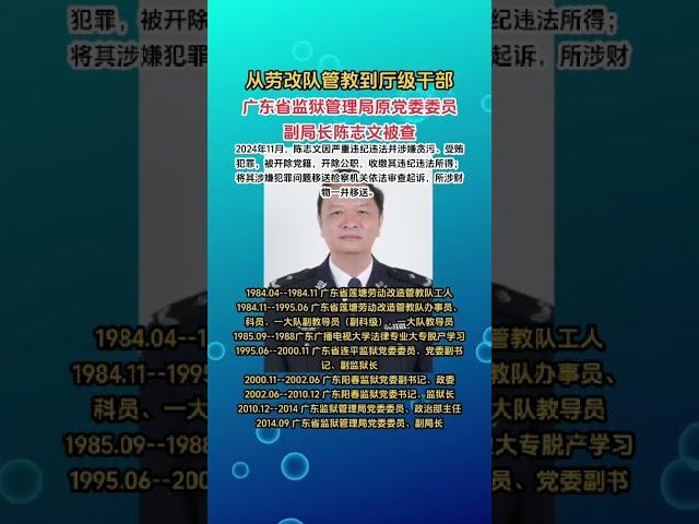 广东省监狱管理局原副局长陈志文被“双开”