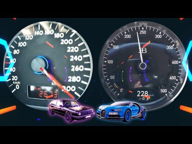 ACCELERATION BATTLE | VW GOLF MK2 1200HP VS BUGATTI CHIRON 1500 HP | 0-300km/h