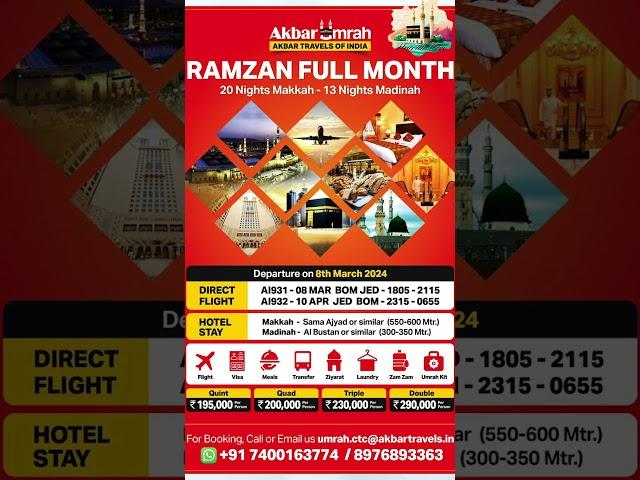 Luxury Ramadan 2024 Umrah packages full Month @1,95,000/- #umrah #ramadan #ramzan