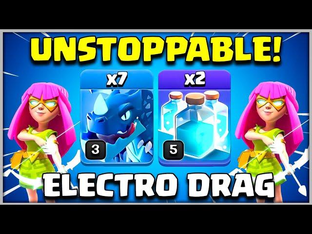 7 x Electro Dragon + 2 x Clone Spell = Super Archer Blimp | Unstoppable Th12 Attack