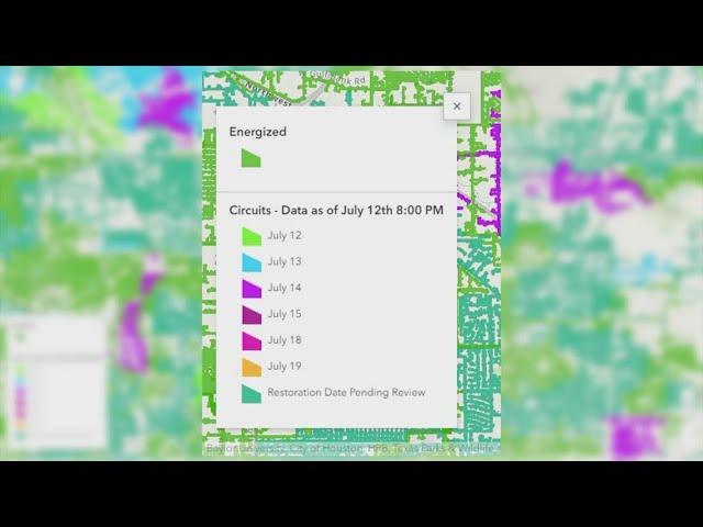 CenterPoint map now shows specific dates for power restoration across Houston area