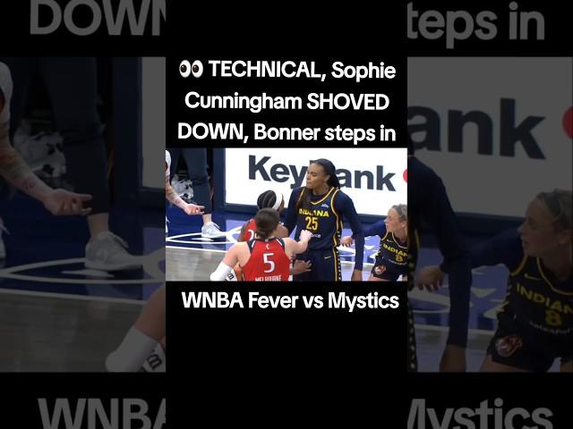  TECH, Sophie Cunningham SHOVED DOWN, Bonner has her back | Indiana Fever WNBA women's basketball