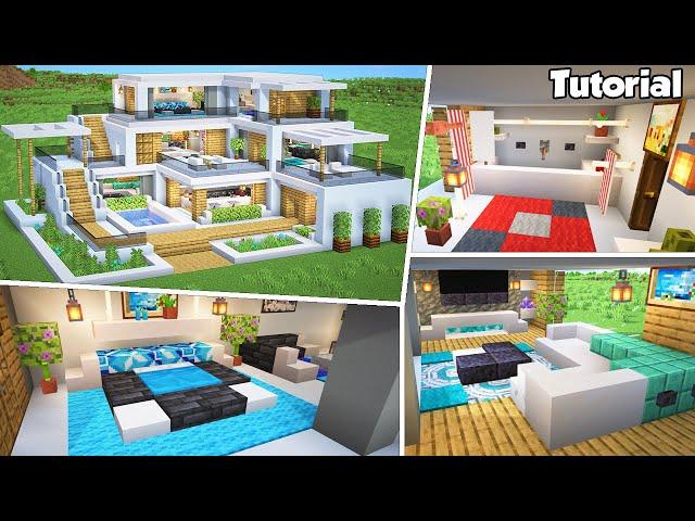 Minecraft: Modern House #46 Interior Tutorial - How to Build - Material List in Description!