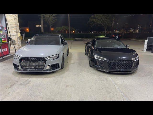 Built Audi RS3 vs Twin Turbo Audi R8 V10 Plus