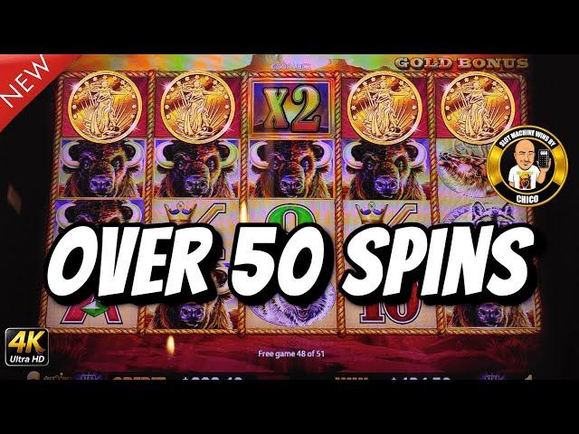 OVER 50 FREE GAMES on Max Bet on Buffalo Gold Slot
